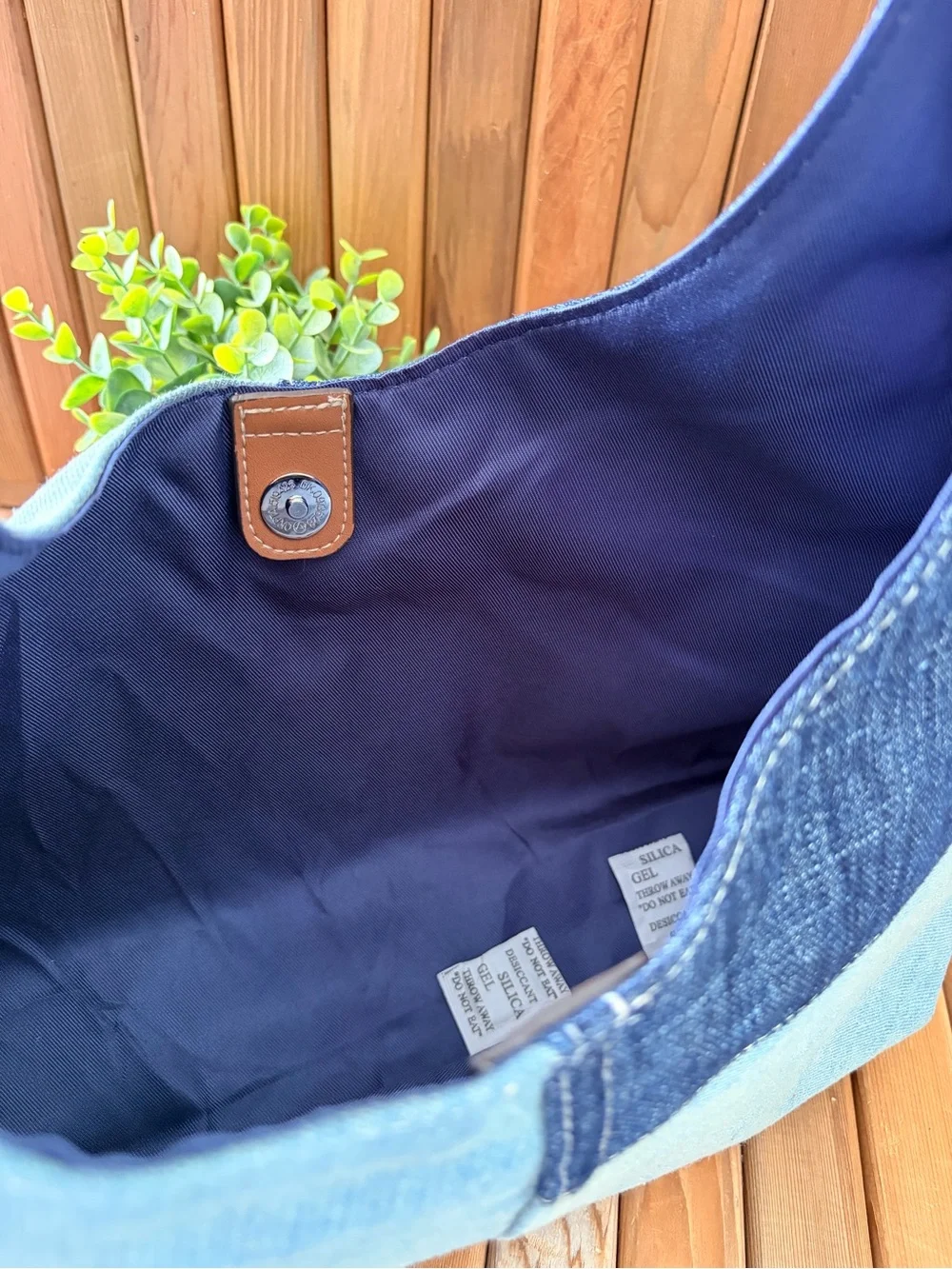 True Religion Denim Patchwork Hobo Shoulder Bag Horseshoe Charm